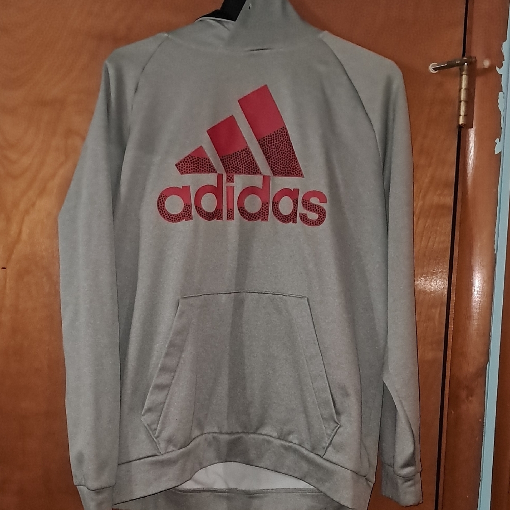Adidas Gray Sweatshirt with Red Logo